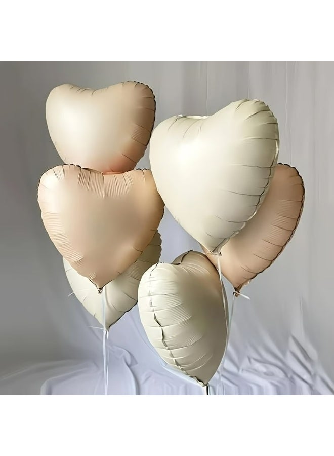 Kandid 10Pcs Valentine's 18-inch Heart-Shaped Aluminum Foil Balloons (Cream) - Image 5